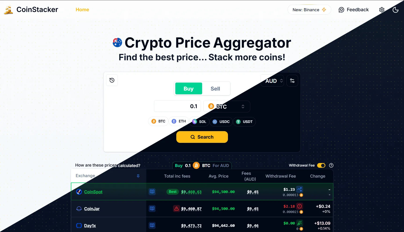 CoinStacker - Australian crypto price aggregator